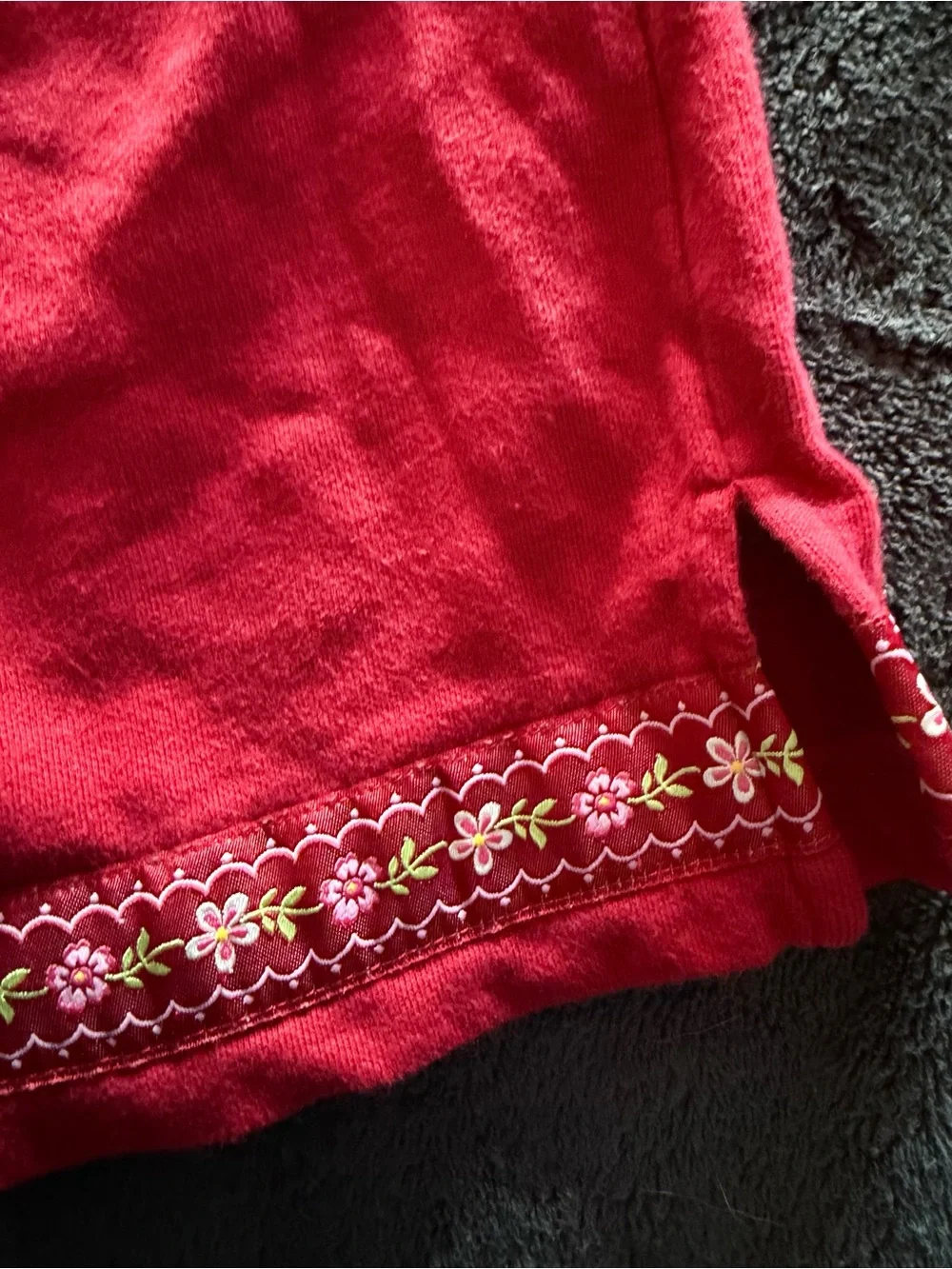 Girls Red Floral Embroidered Set